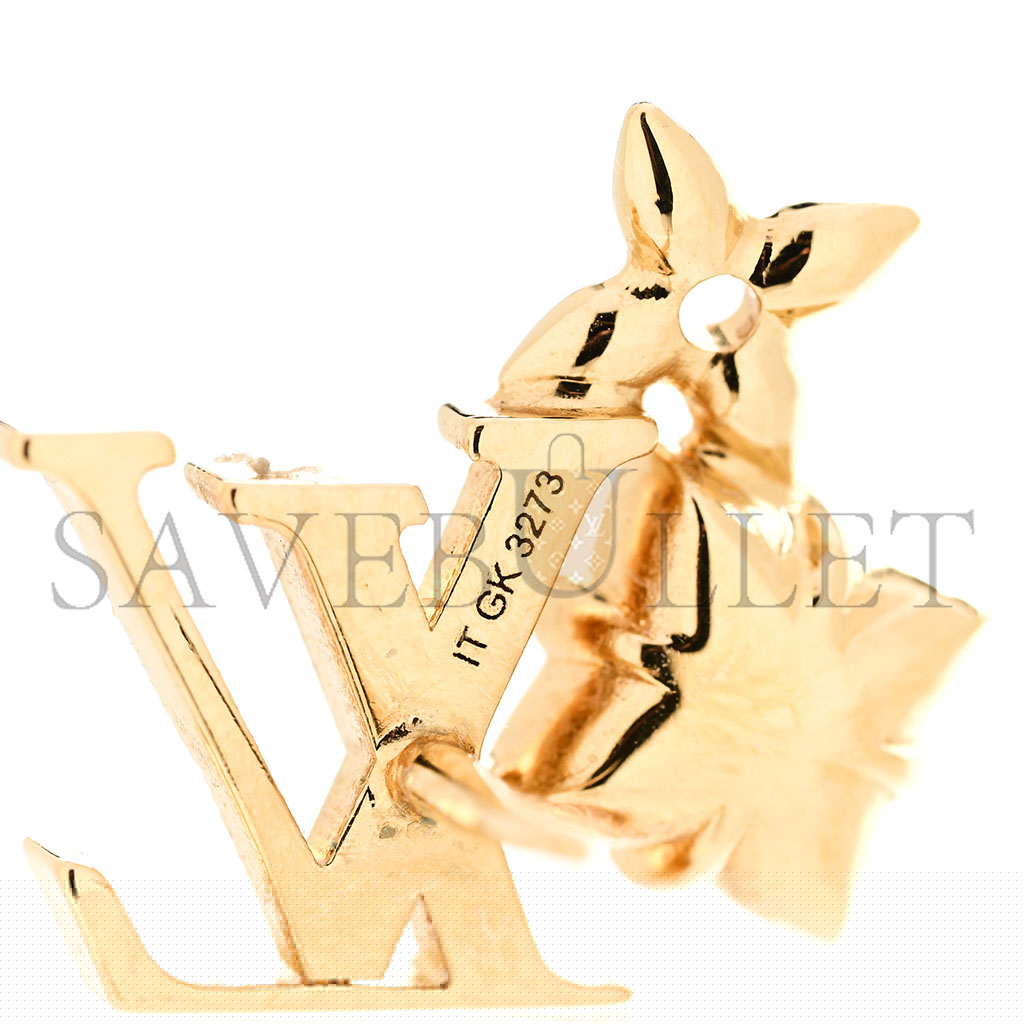 l**is V*t*n metal crystal loulougram monogram flowers earrings gold m00786